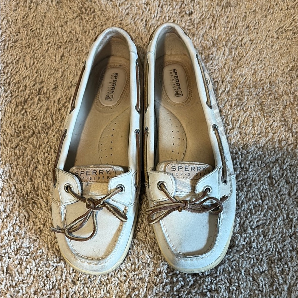 Sperry Off-White Leather Boat Shoes